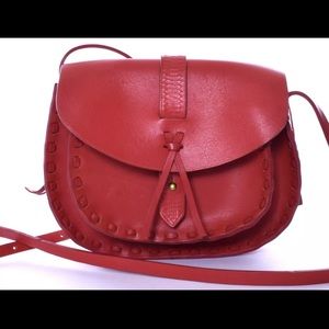 Madewell Asheville Saddlebag red leather crossbody handbag